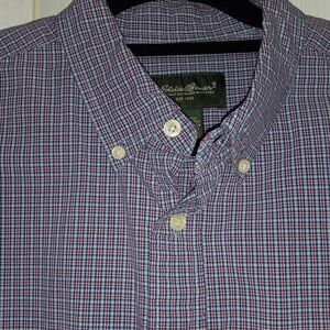 Eddie Bauer men's gray, red and black long sleeved shirt, Size large